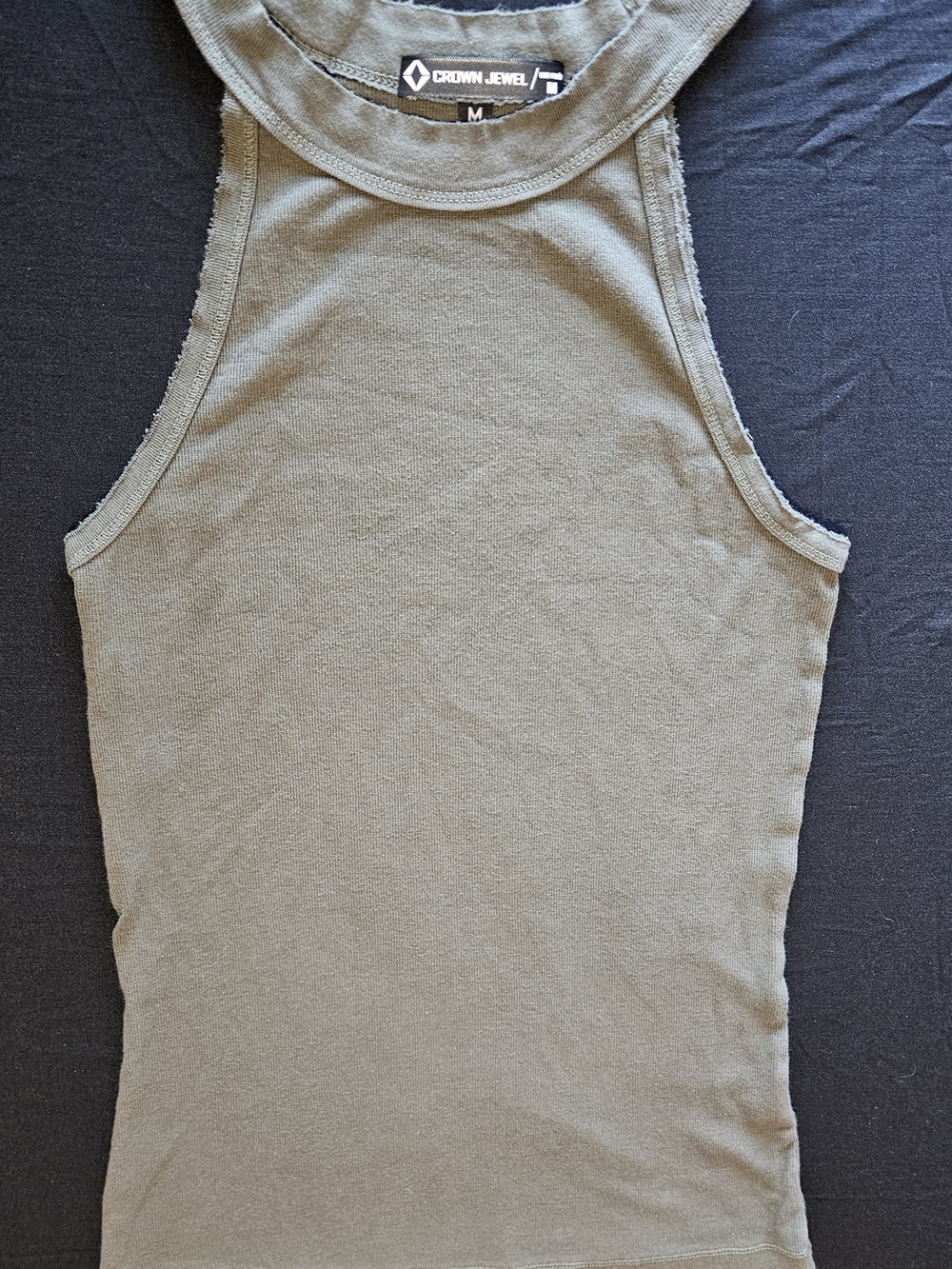Olive Green Ribbed Tank Top - Women's